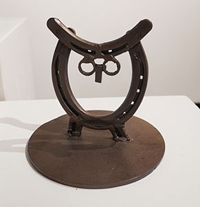 Image of Thomas Batrowny's metal sculpture, Lucky Owl.